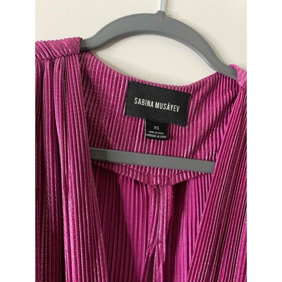 Sabina Musayev Shaya Metallic Pleated Mini Dress in Purple - Picture 6 of 9